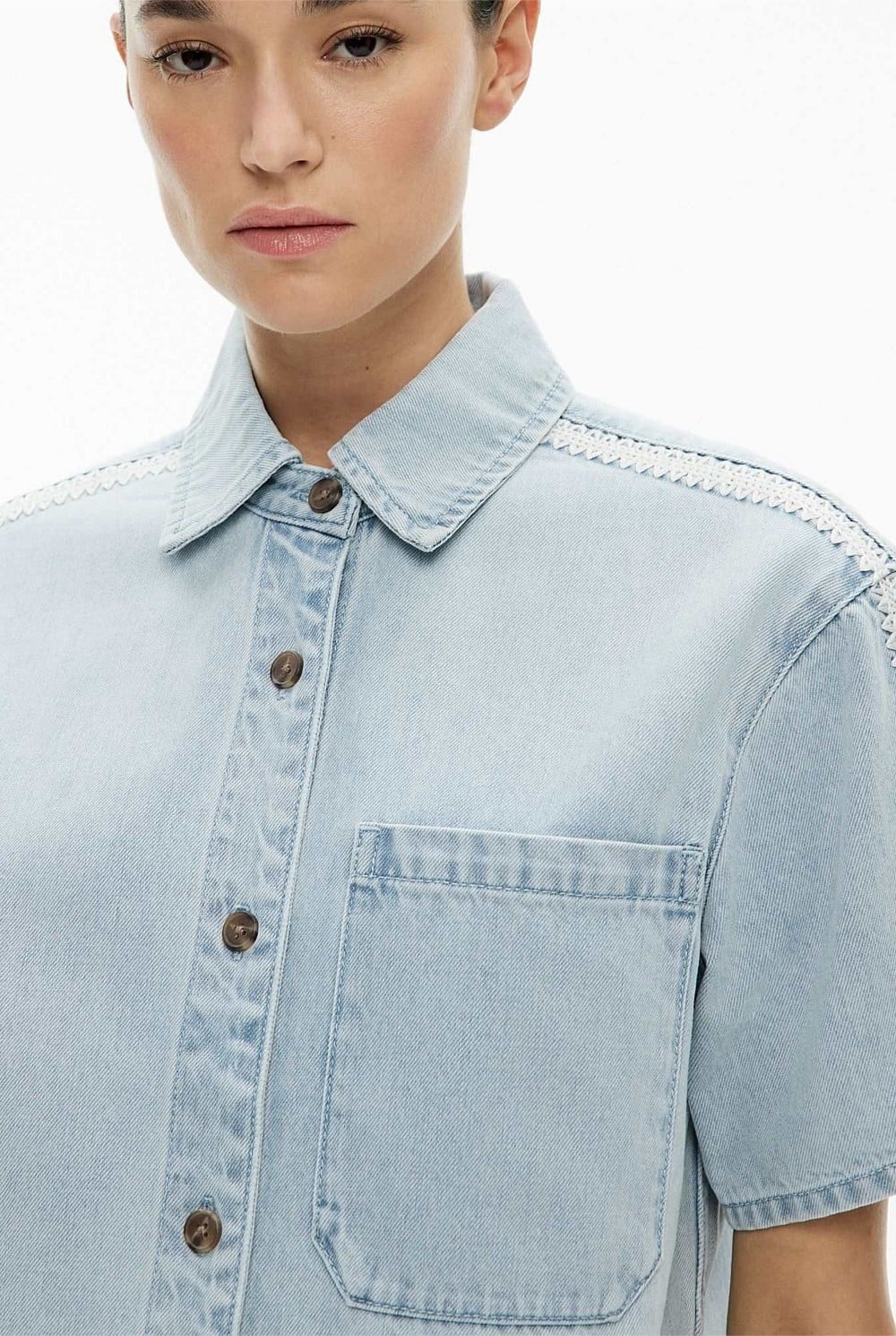 Stitch Detail Denim Shirt