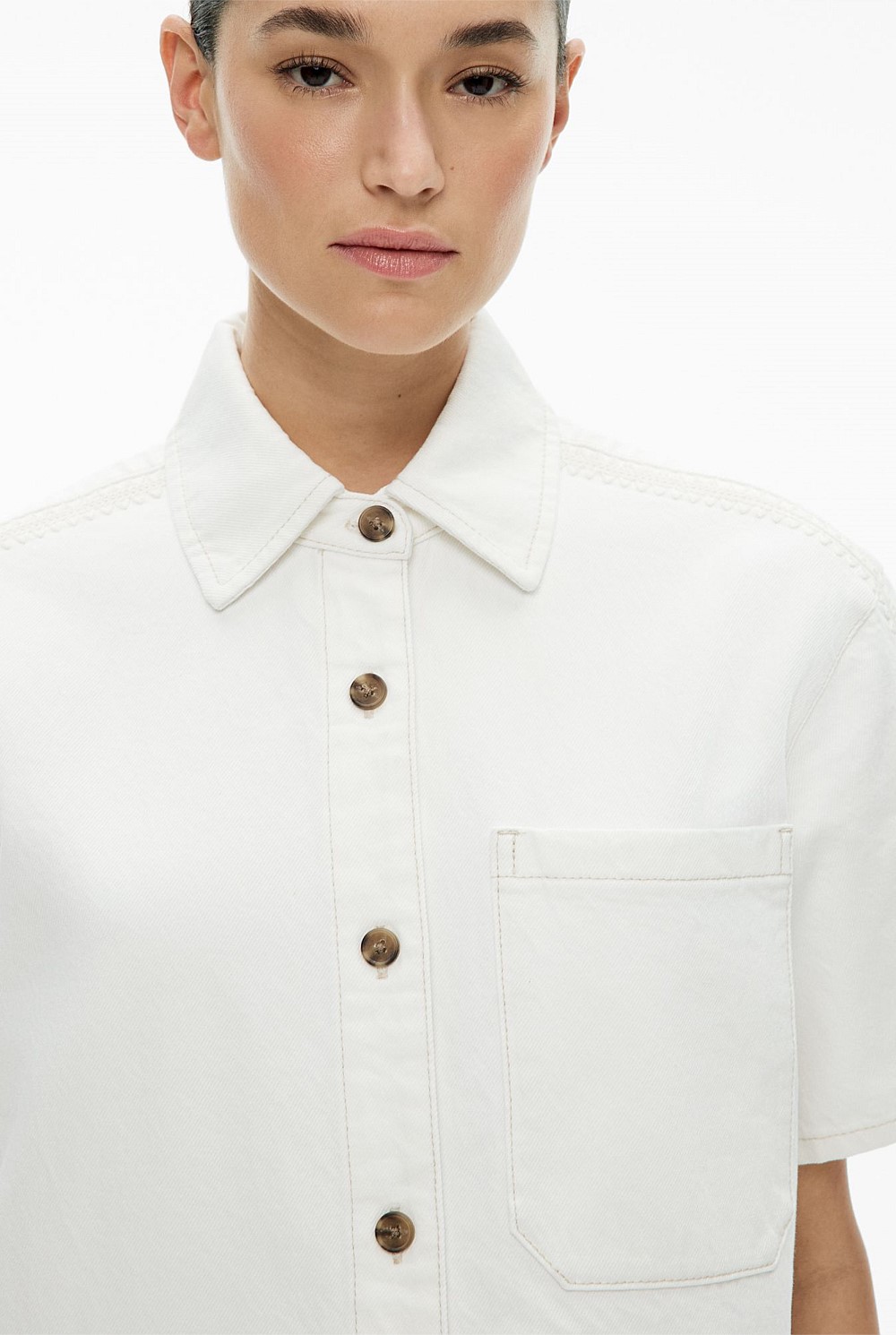 Stitch Detail Denim Shirt