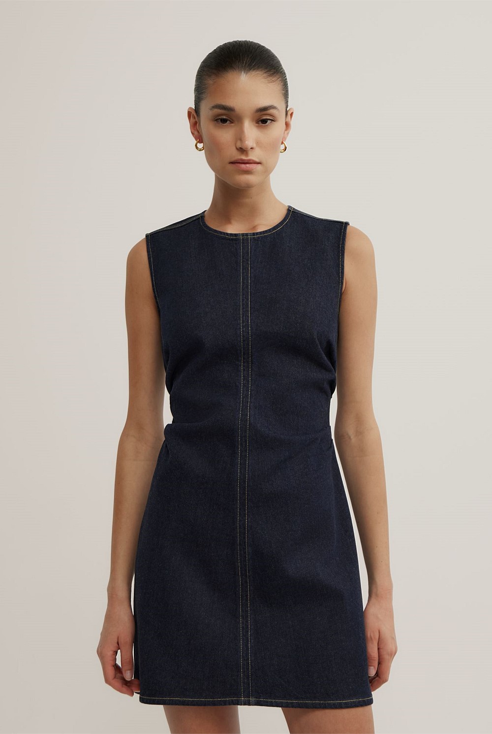 Tuck Detail Denim Dress