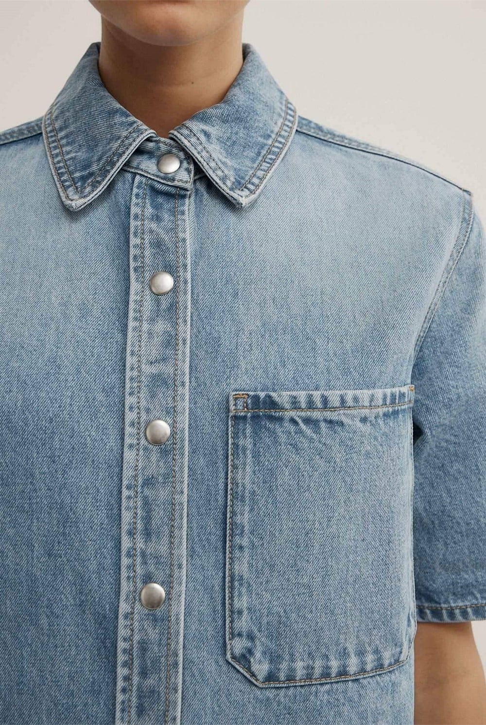 Short Sleeve Denim Snap Shirt