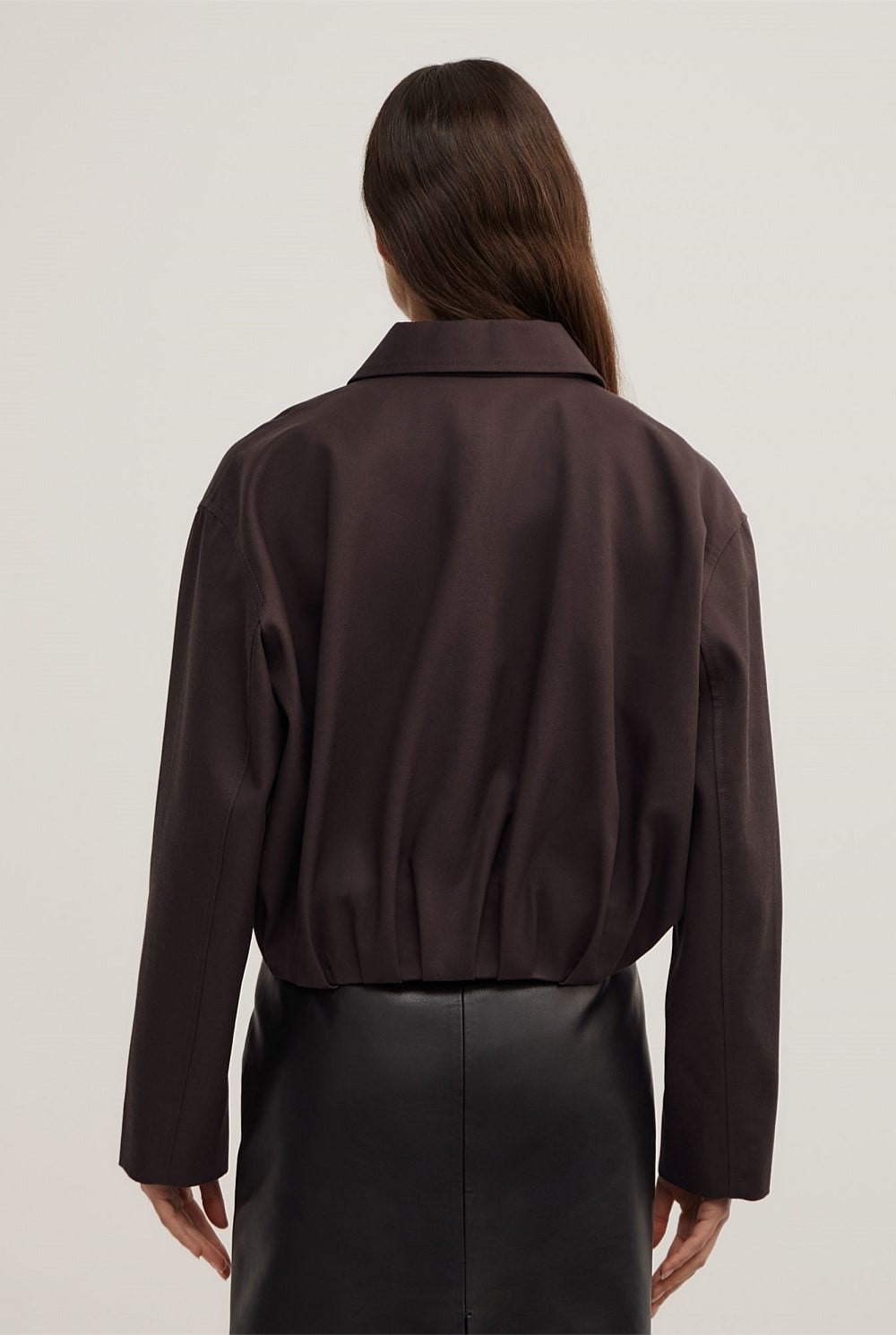 Gathered Hem Bomber Jacket