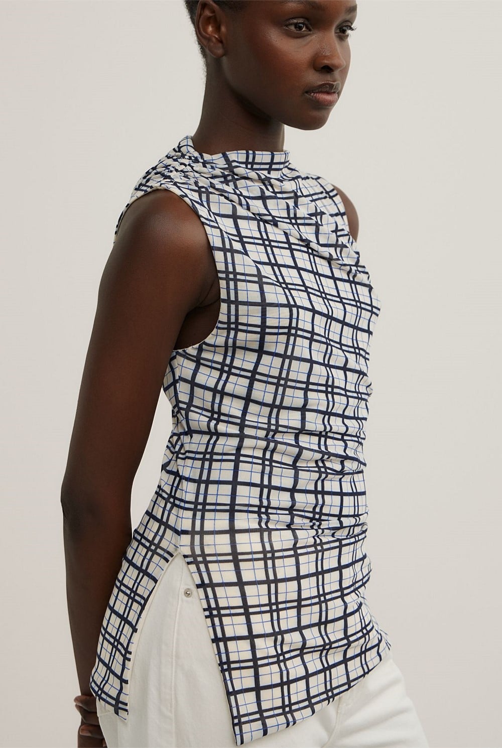 Asymmetric Mesh Tank Top