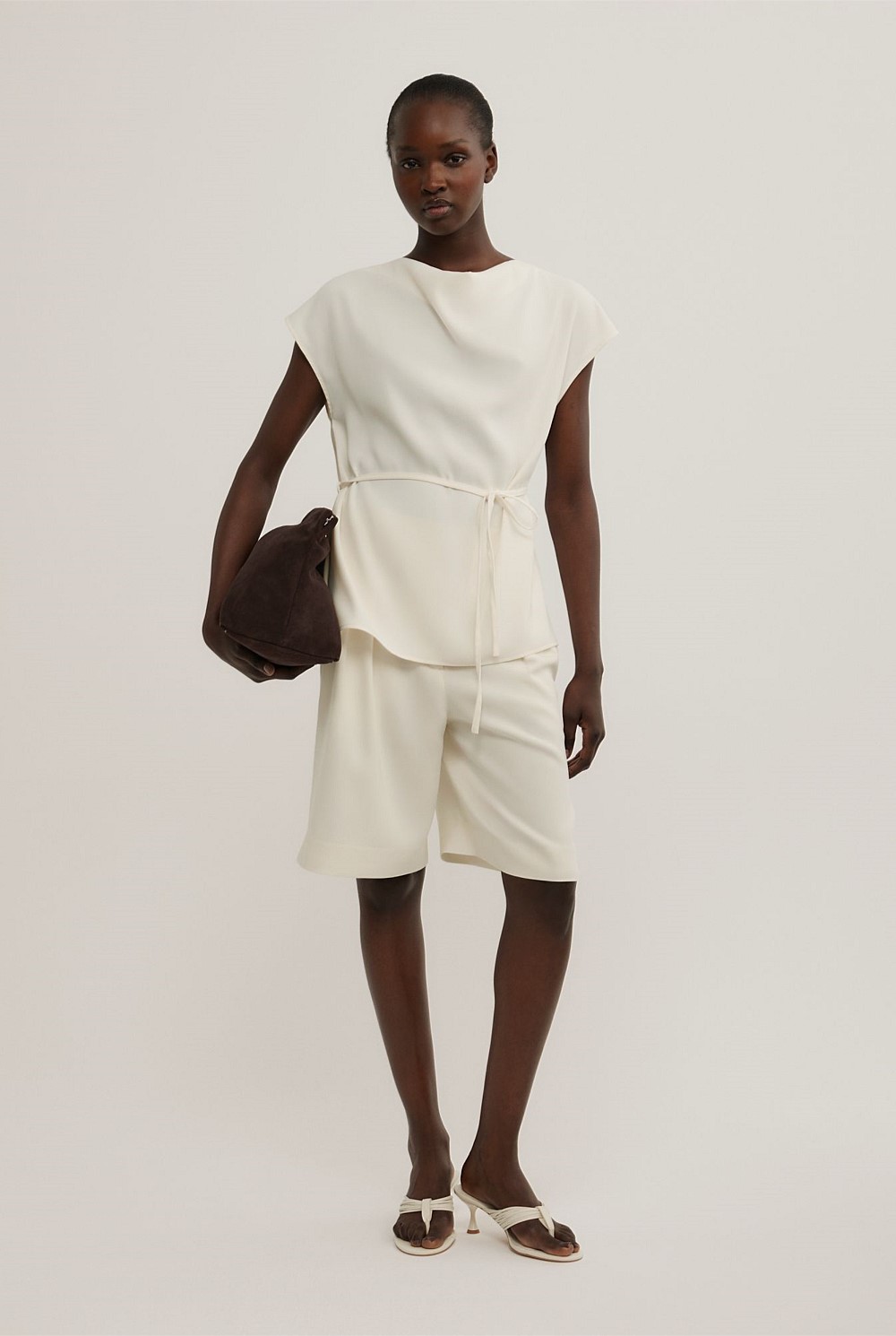 Cowl Tie Belt Top