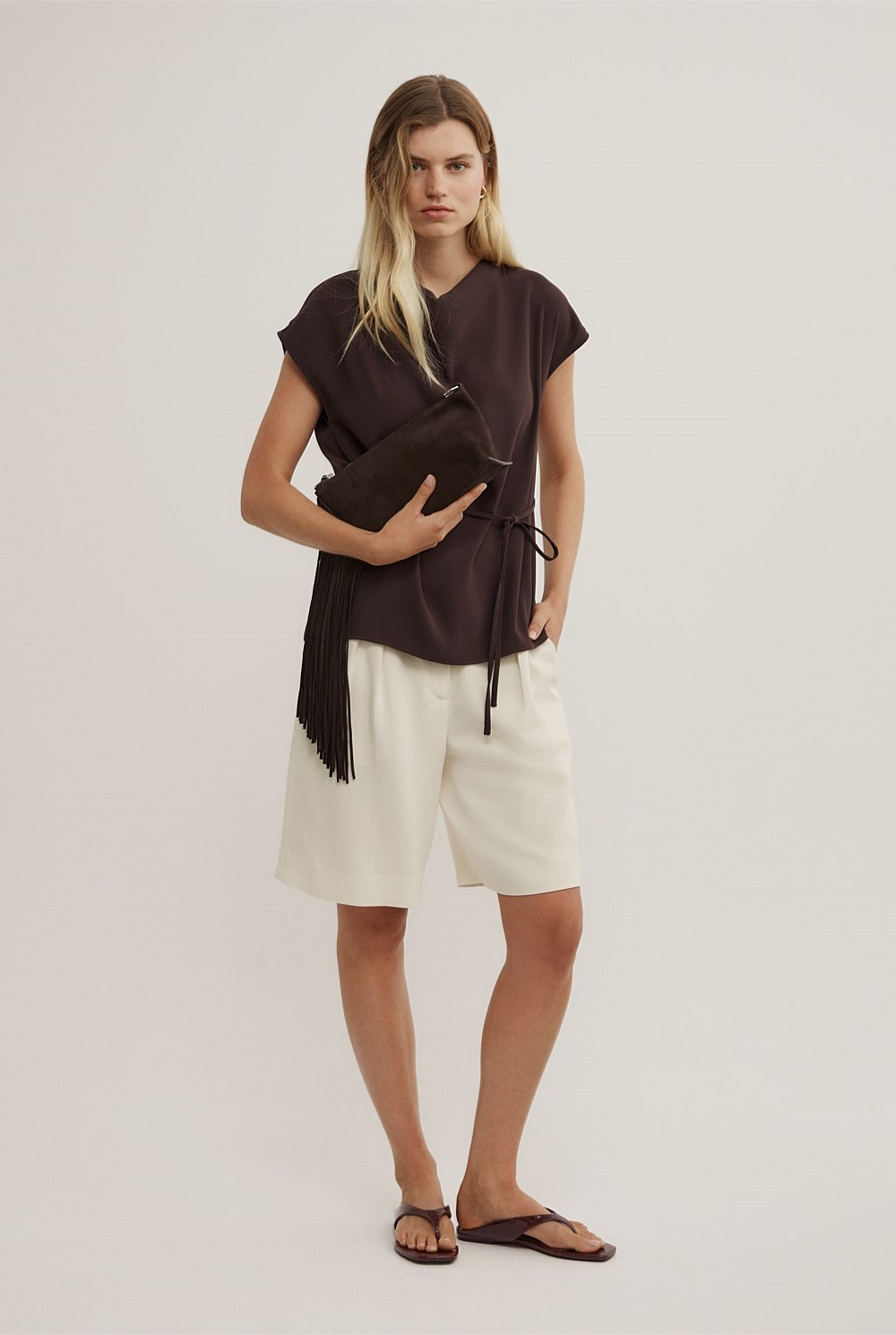 Cowl Tie Belt Top
