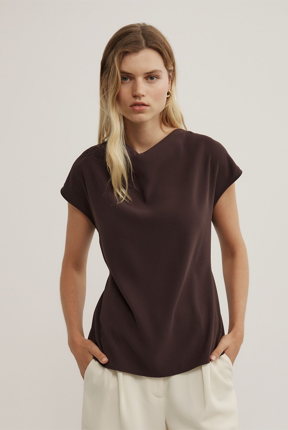 Cowl Tie Belt Top