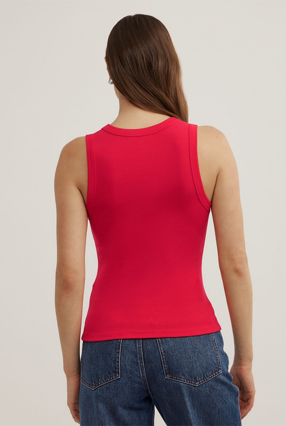 Fine Rib V-Neck Tank Top