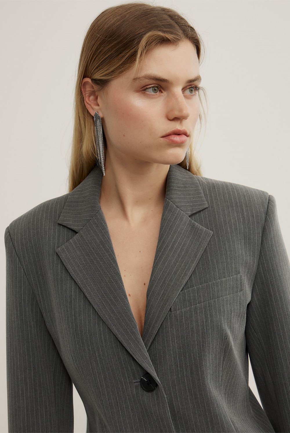 Pinstripe Slim Blazer