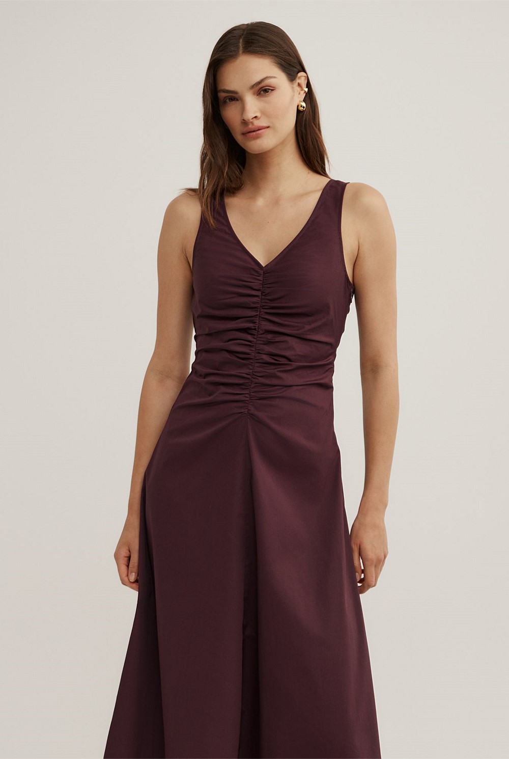 V Neck Gather Dress