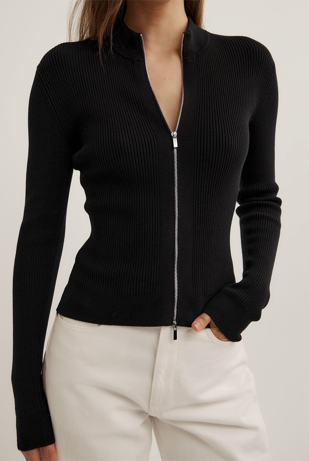 Double Zip Knit Cardigan