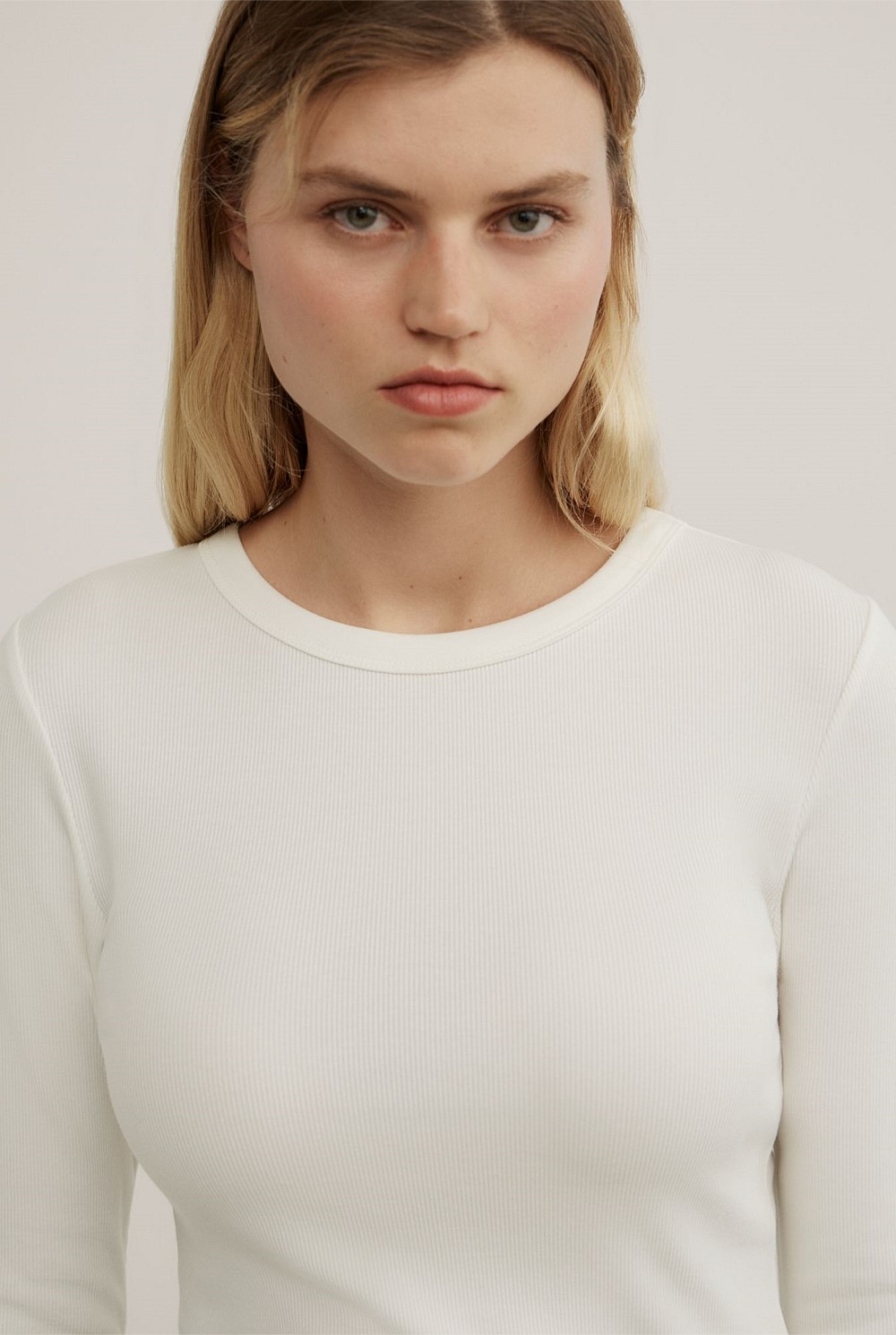 Crew Rib Long Sleeve Top