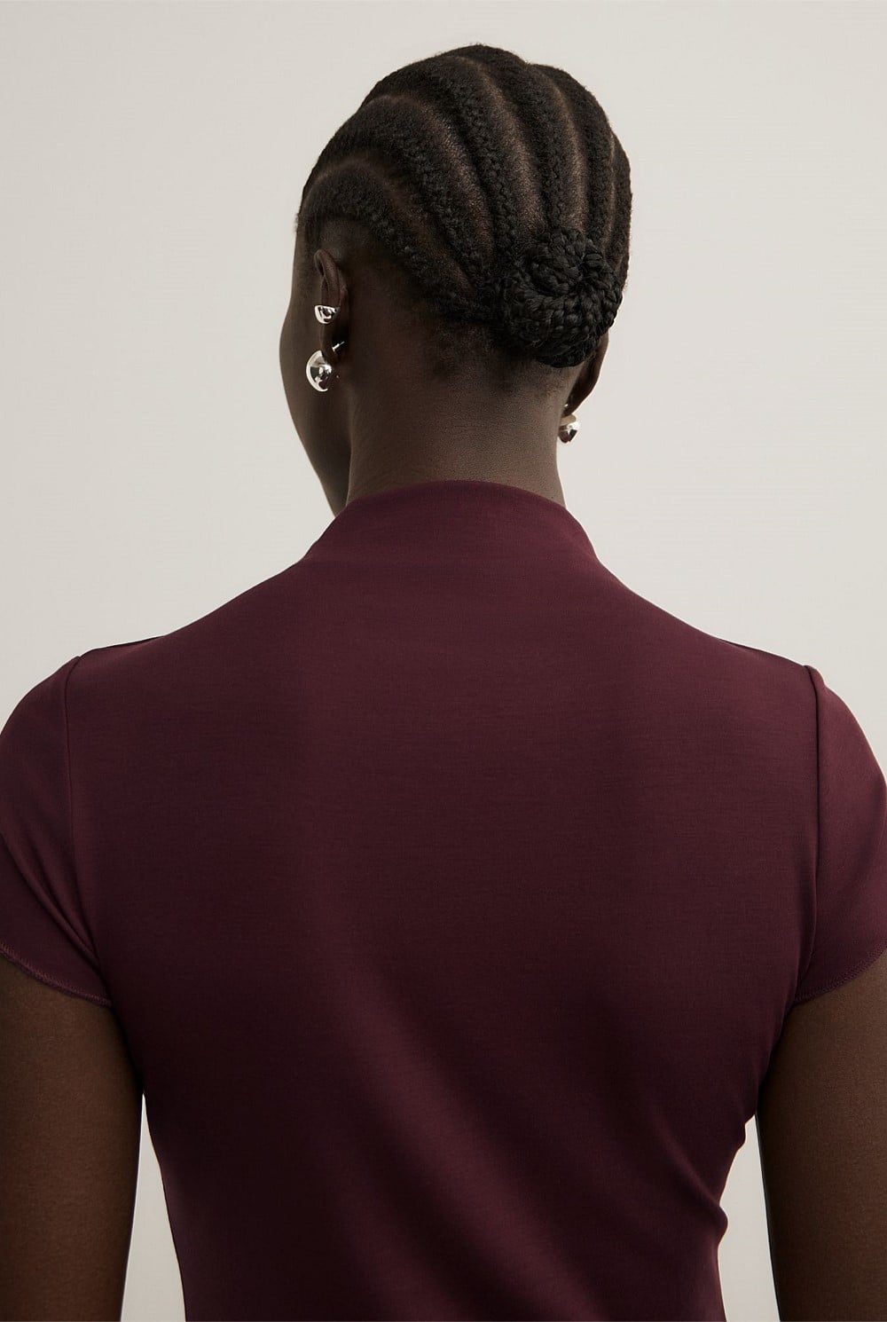High Neck Cap Sleeve T-Shirt