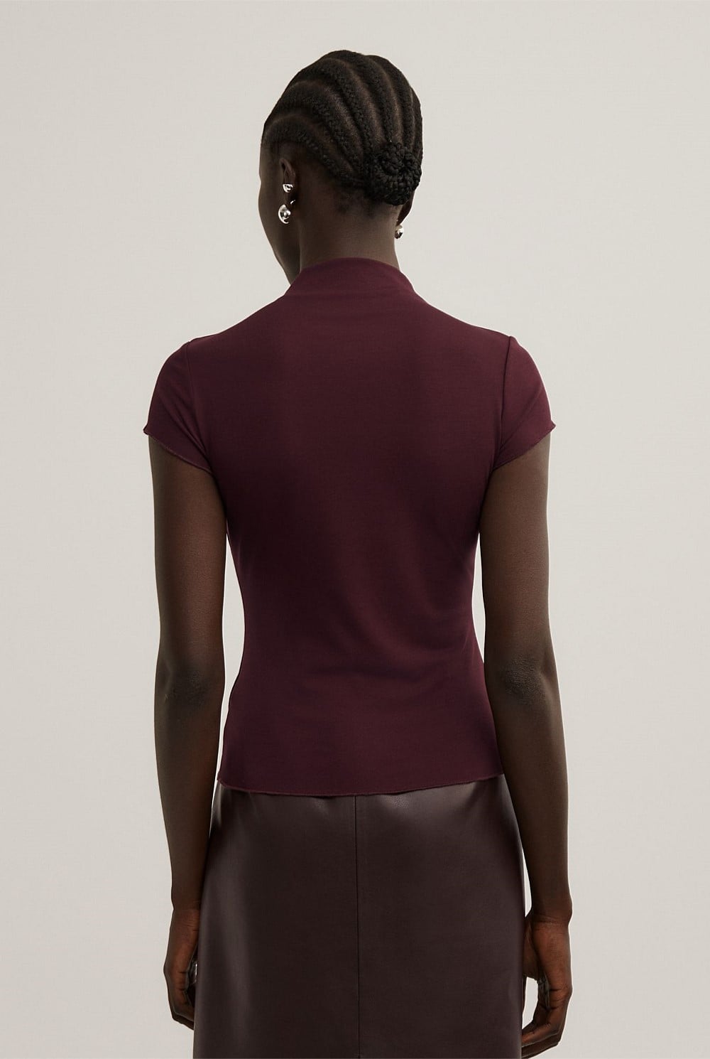 High Neck Cap Sleeve T-Shirt