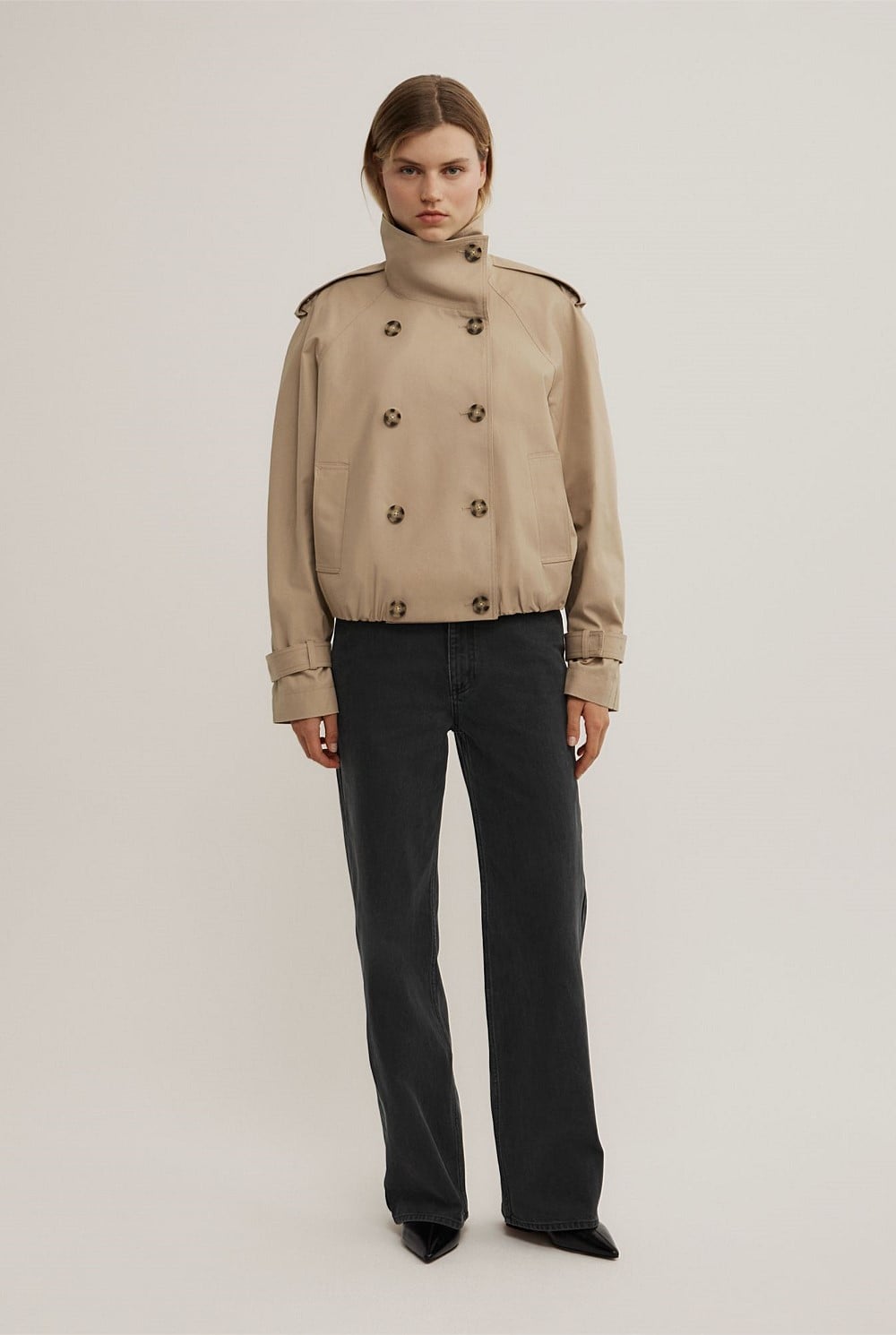 Funnel Neck Trench Coat