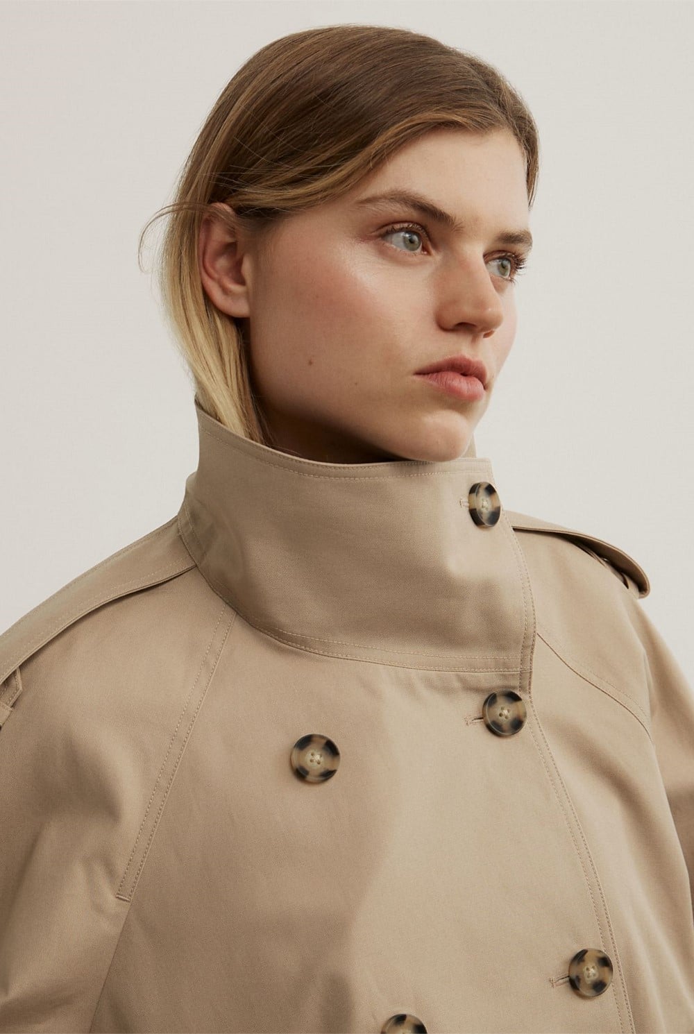 Funnel Neck Trench Coat