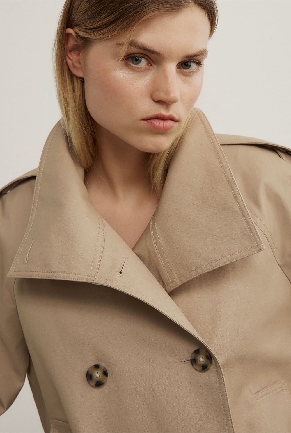 Funnel Neck Trench Coat