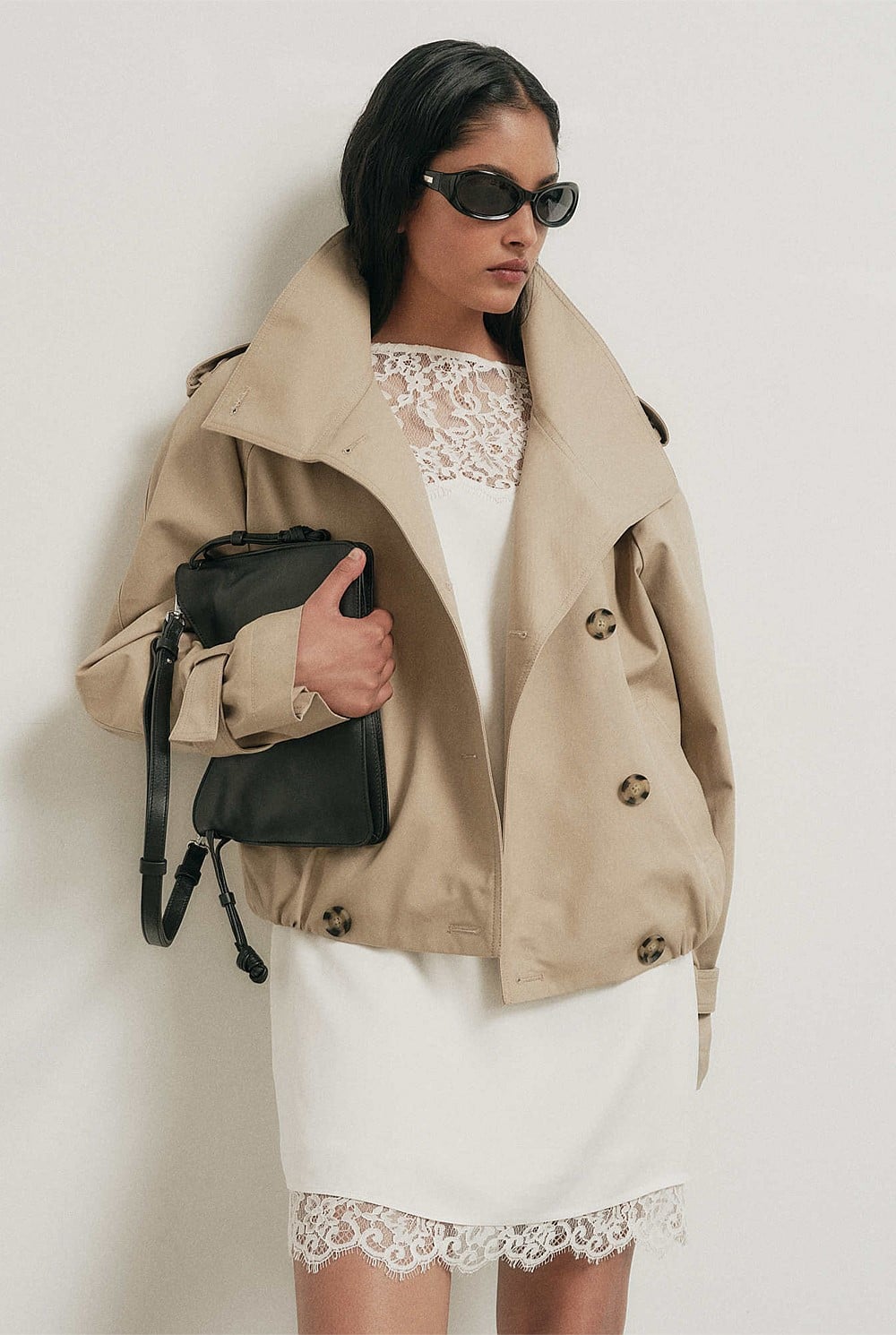 Funnel Neck Trench Coat