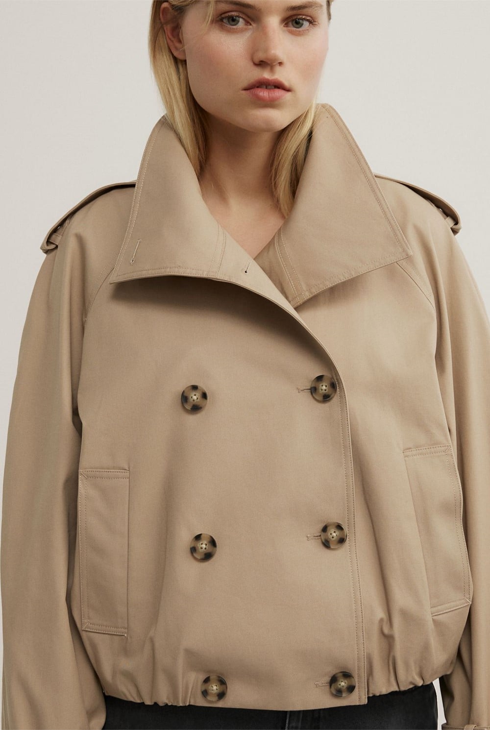 Funnel Neck Trench Coat
