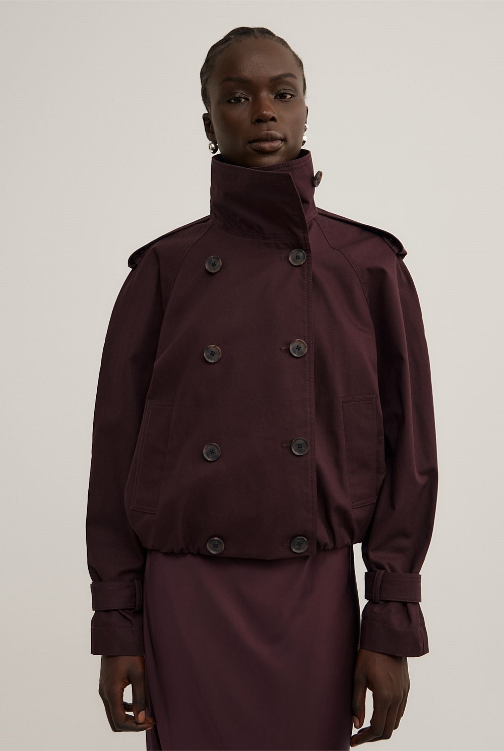 Funnel Neck Trench Coat