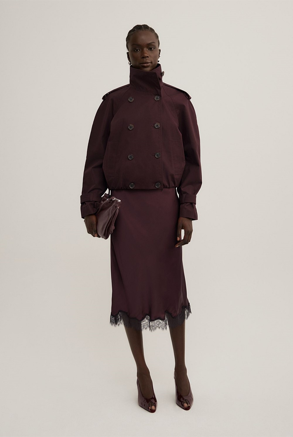 Funnel Neck Trench Coat