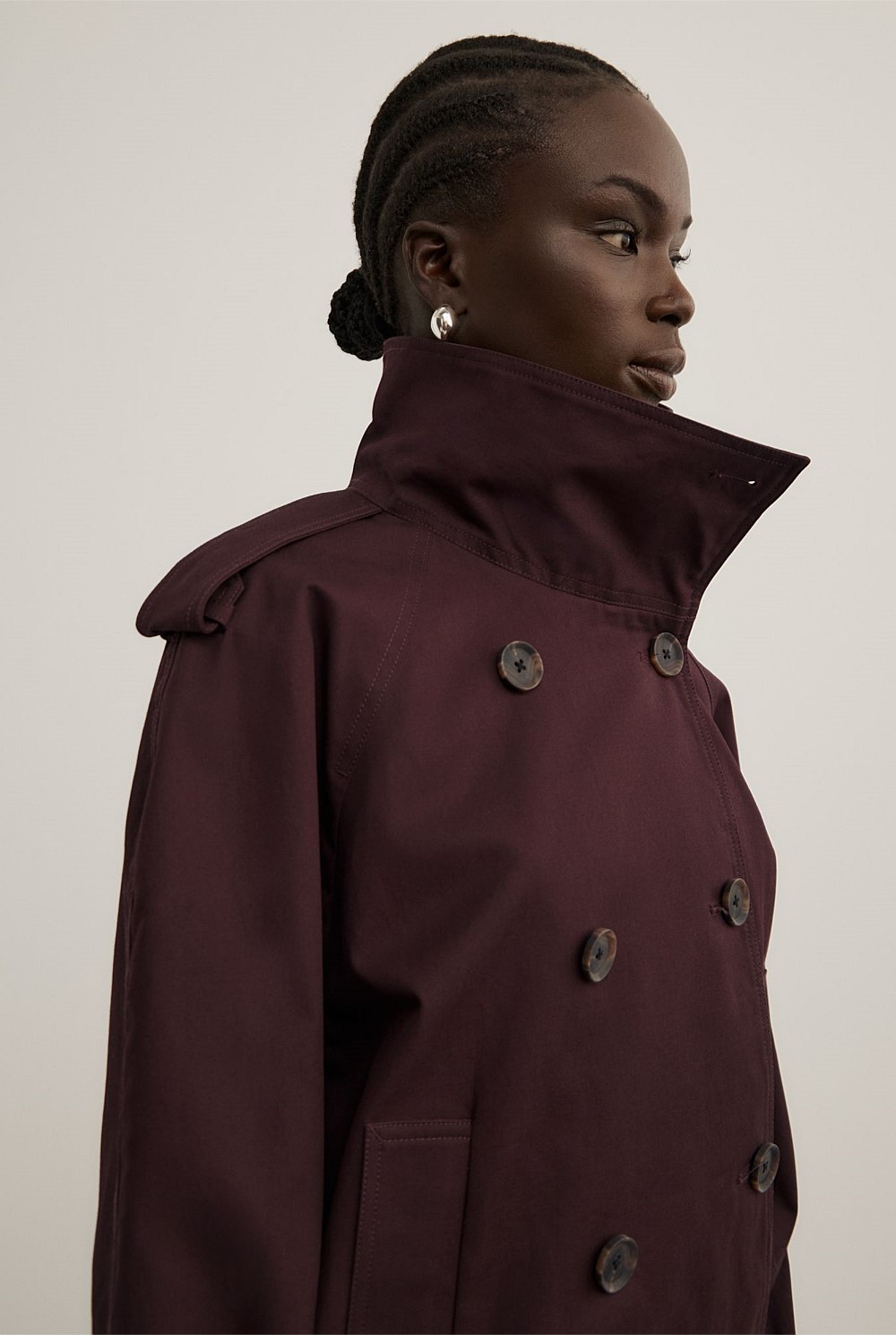 Funnel Neck Trench Coat