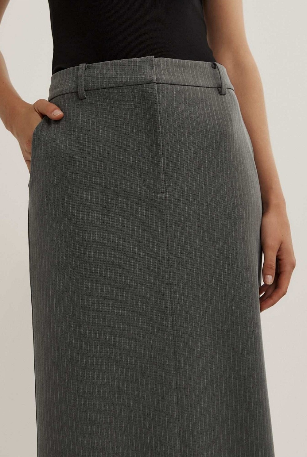 Pinstripe Midi Skirt