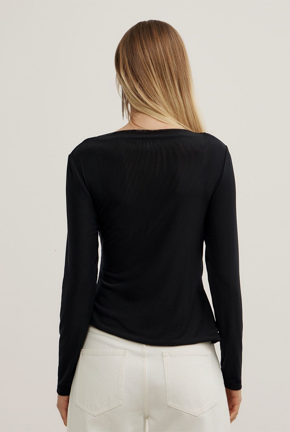 Mesh Drape Long Sleeve Top