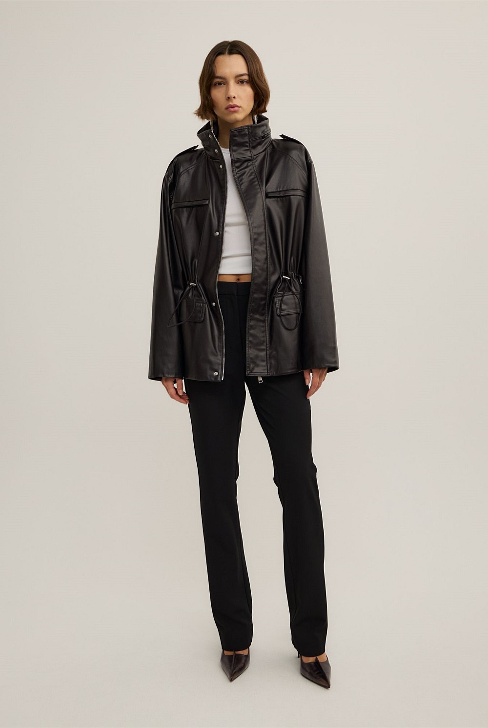 Drawcord Funnel Neck Jacket
