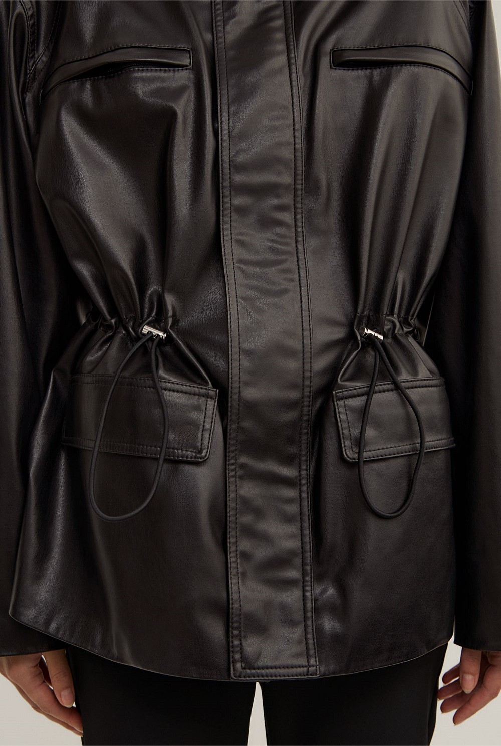 Drawcord Funnel Neck Jacket