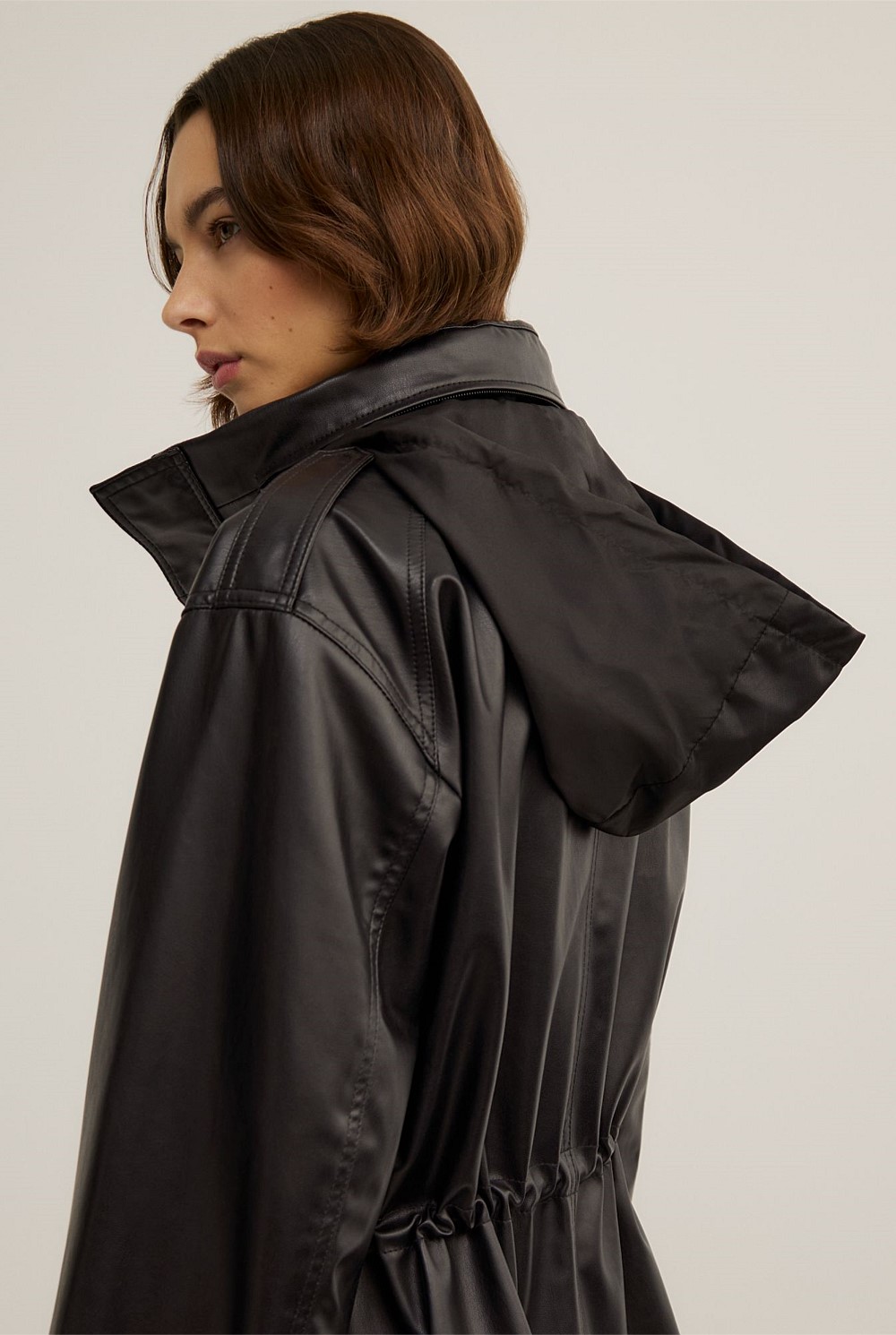 Drawcord Funnel Neck Jacket