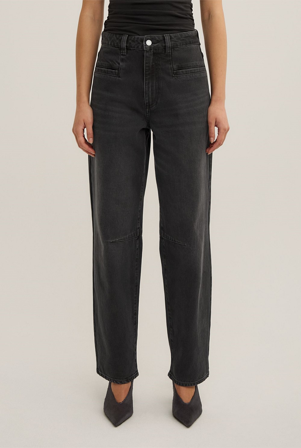 Pocket Detail Barrel Jeans