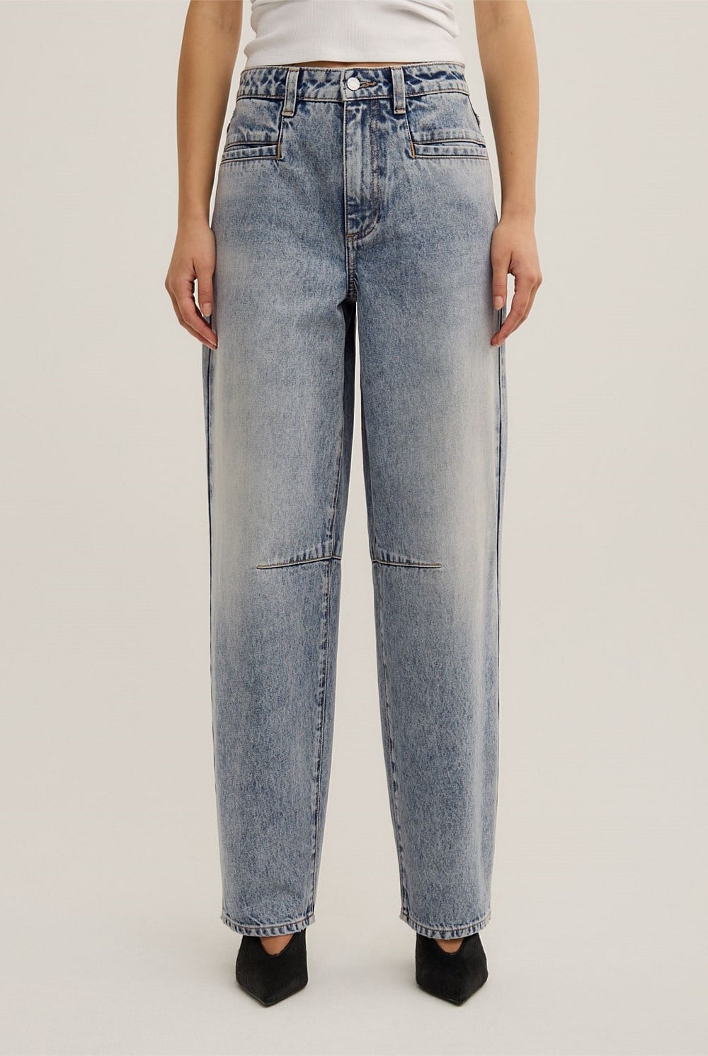 Pocket Detail Barrel Jeans