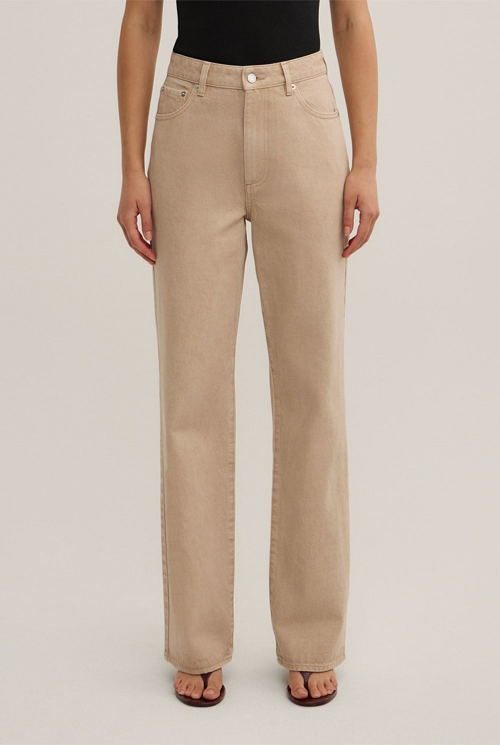 Mid Rise Straight Jeans