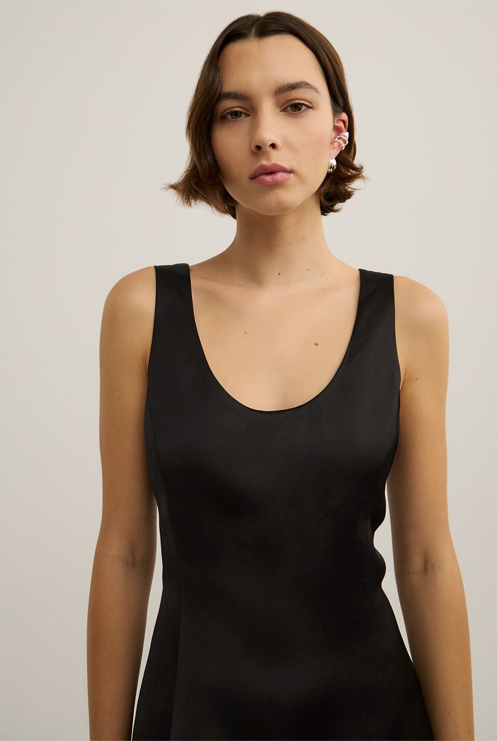 Scoop Neck Satin Mini Dress