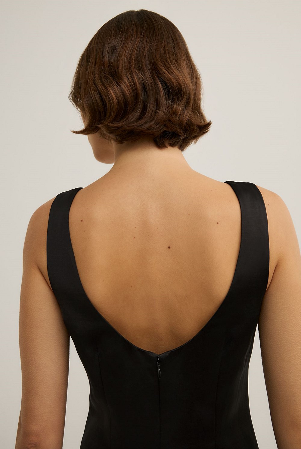 Scoop Neck Satin Mini Dress