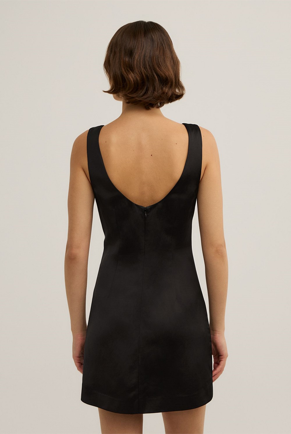 Scoop Neck Satin Mini Dress