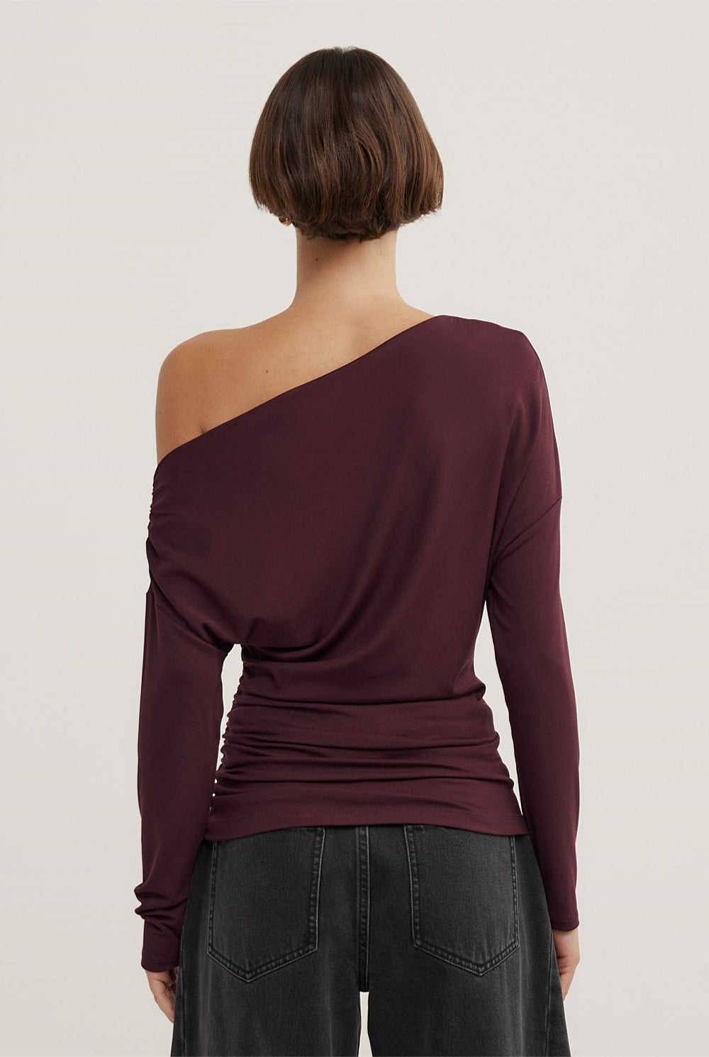 Asymmetric Draped Long Sleeve Top