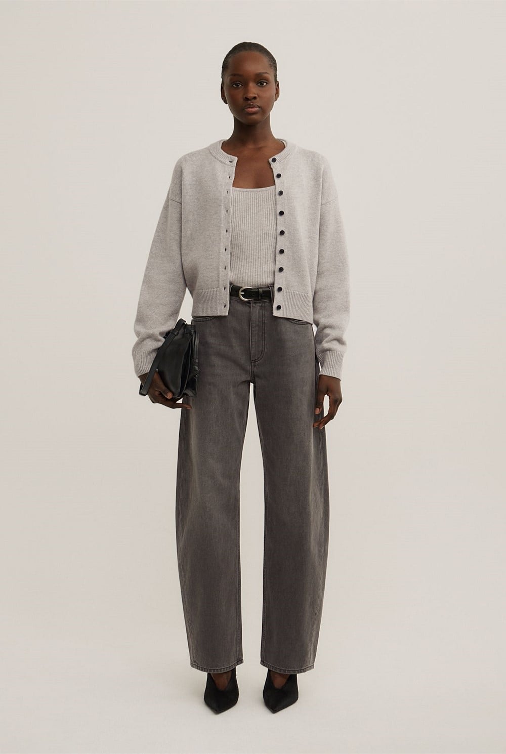 Crew Neck Button Cardigan