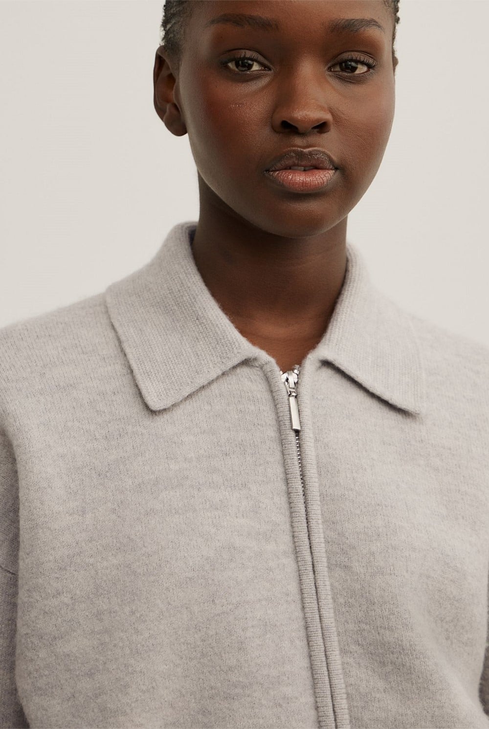 Wool Knit Bomber Jacket