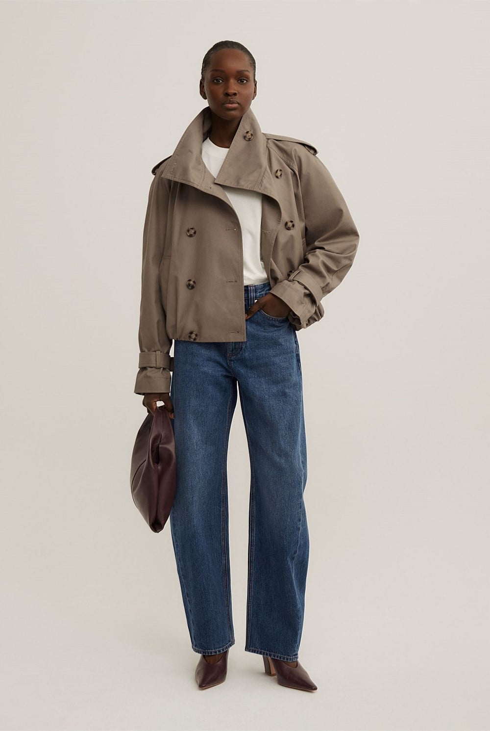 Funnel Neck Trench Coat