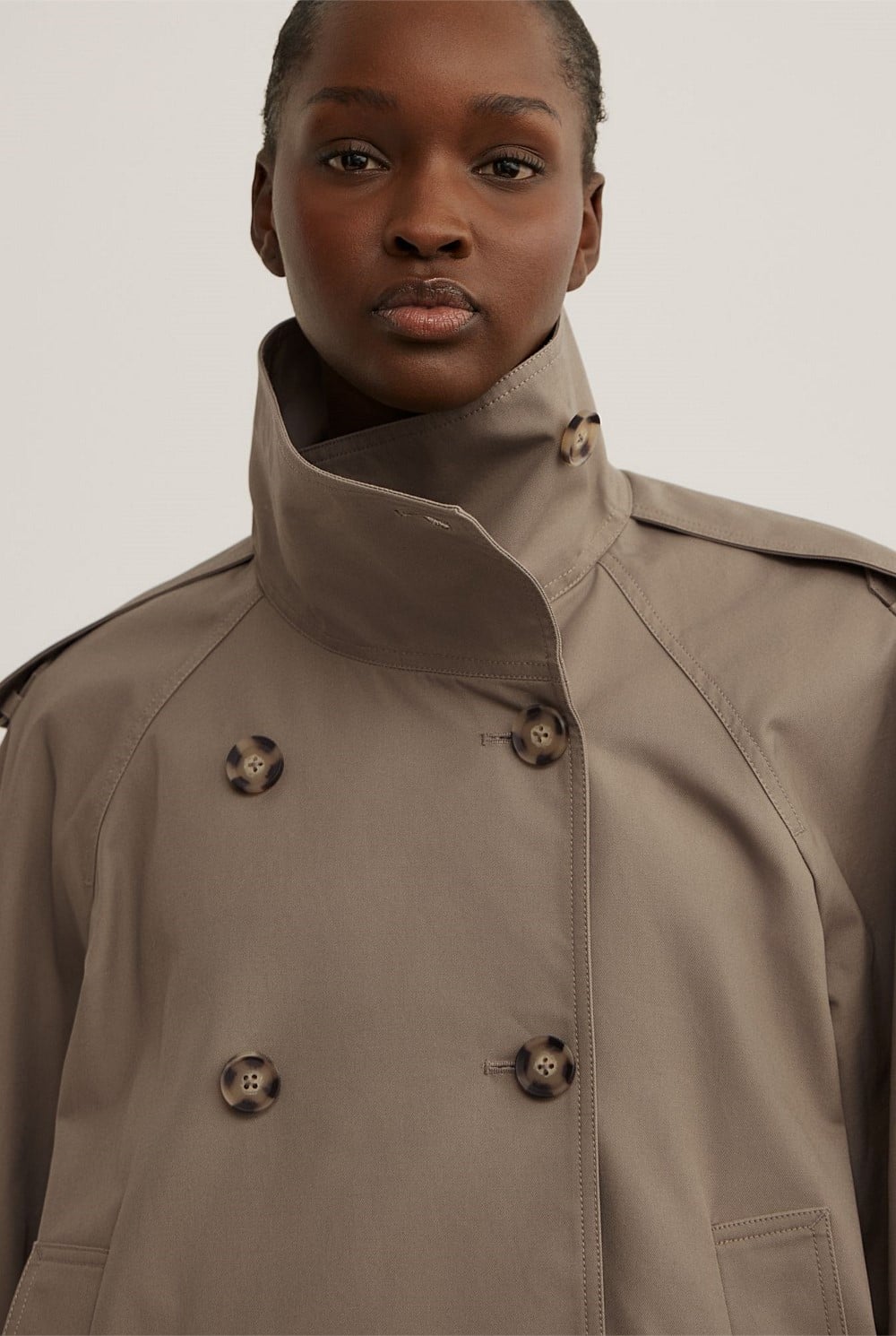 Funnel Neck Trench Coat