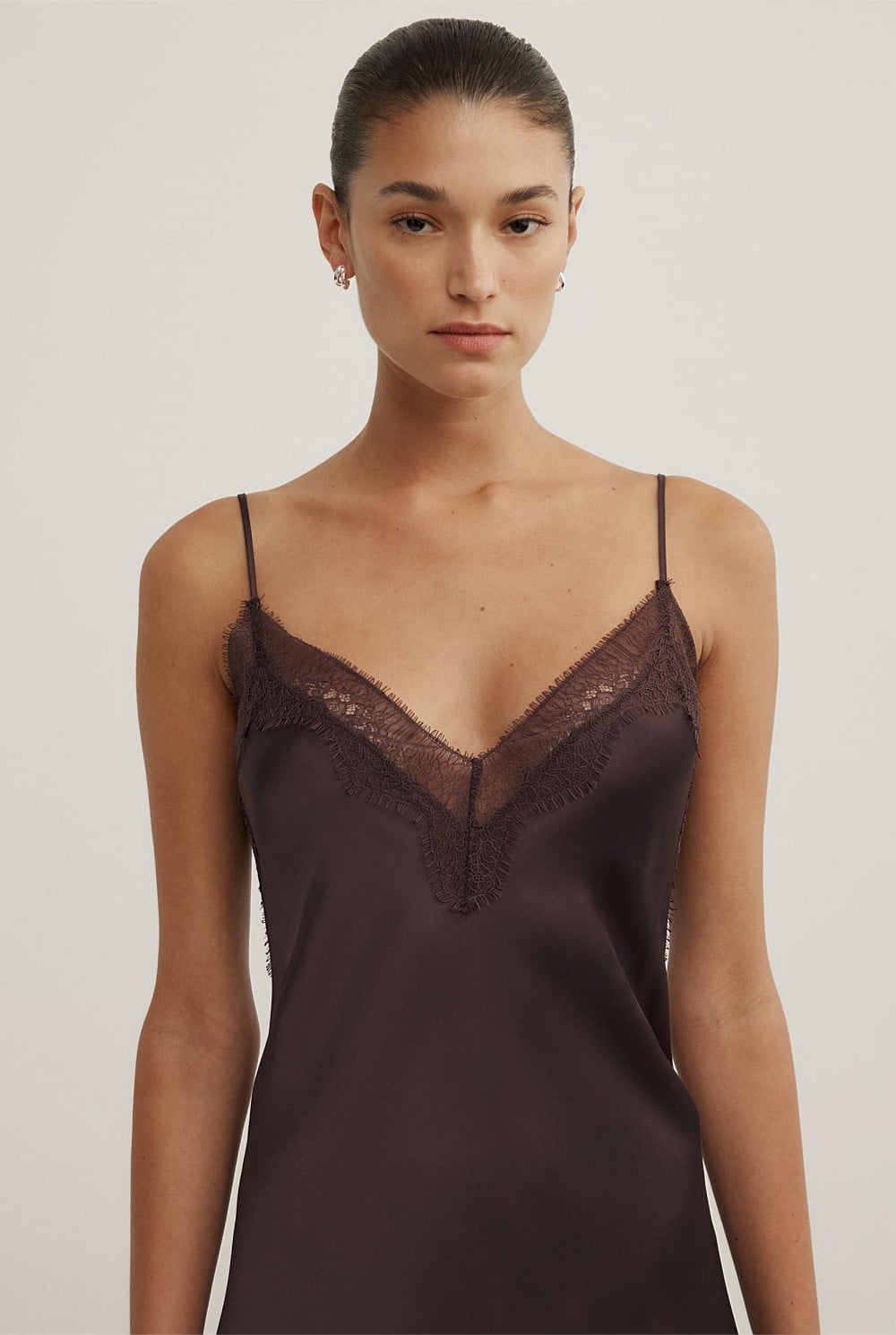 Lace Neck Slip Dress