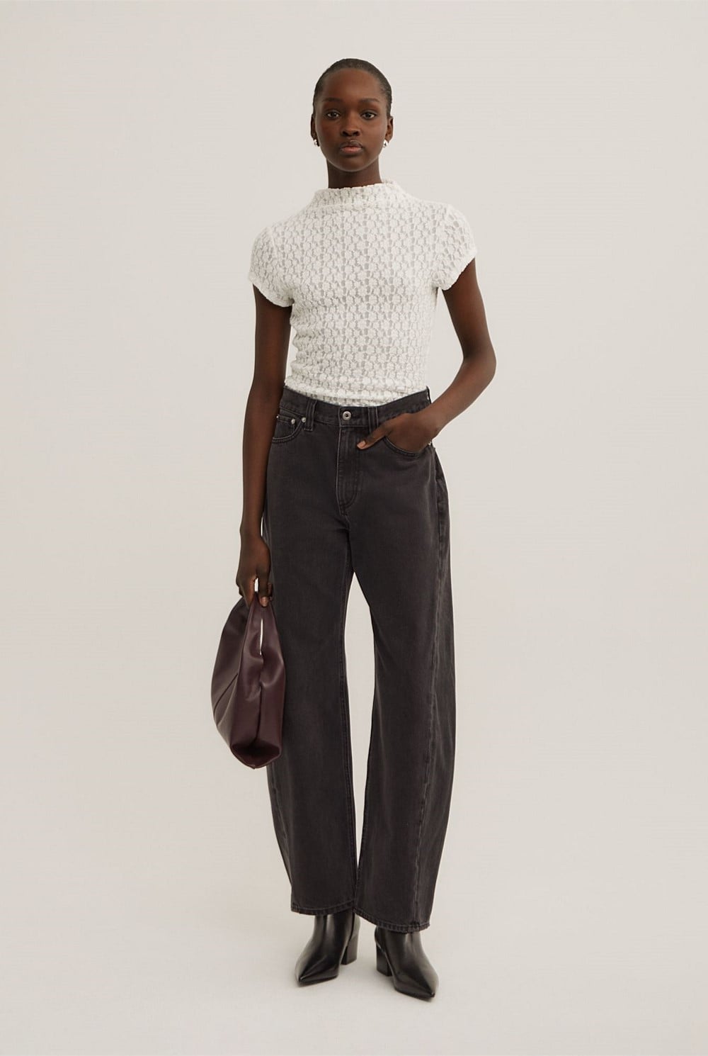 Textured Short Sleeve Top