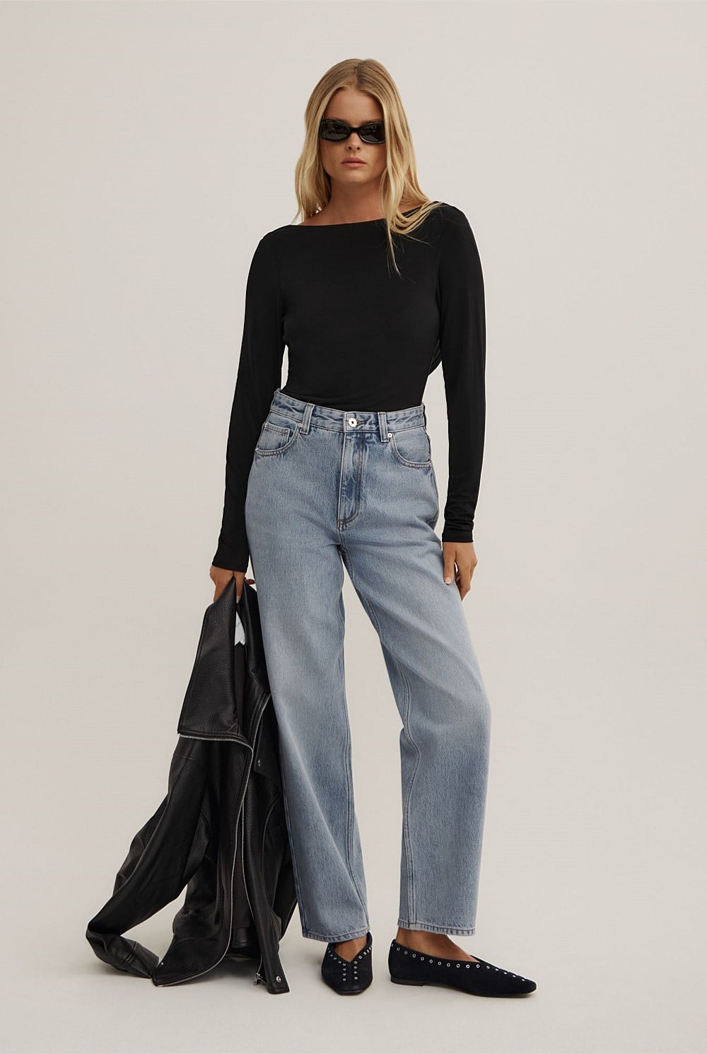 Draped Back Long Sleeve Top