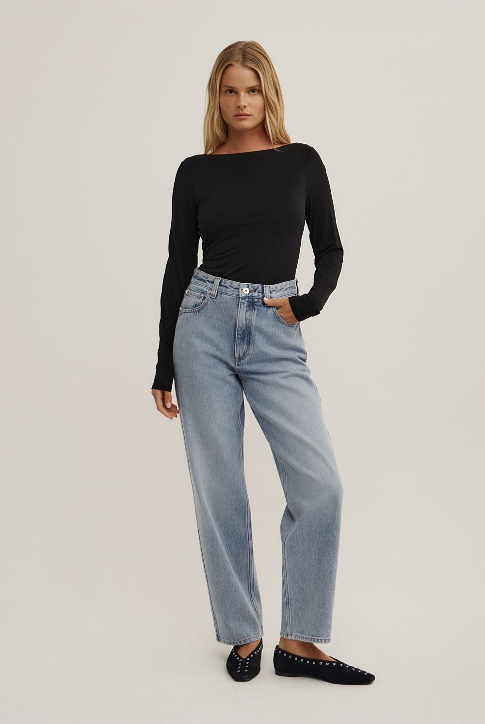 Draped Back Long Sleeve Top