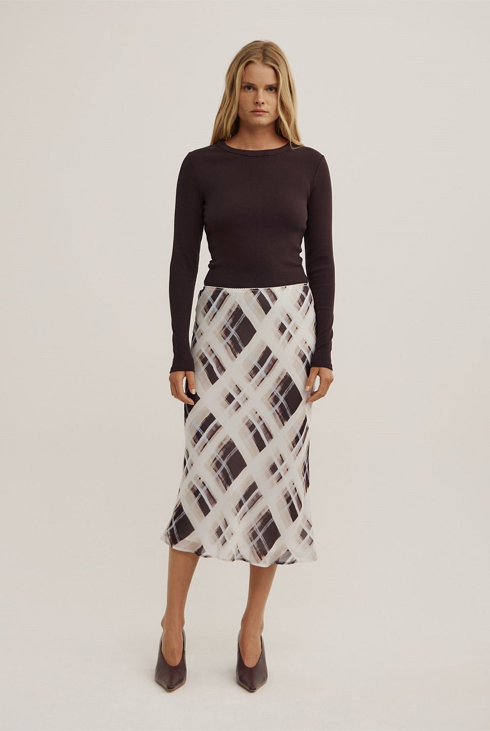 Check Midi Skirt