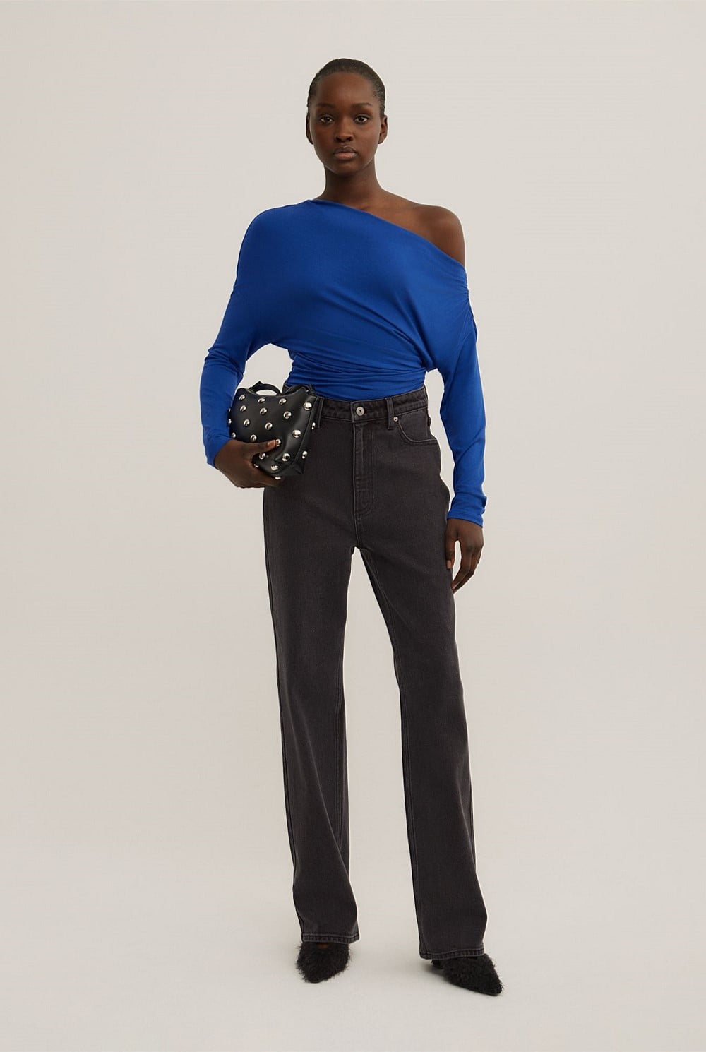 Asymmetric Draped Long Sleeve Top