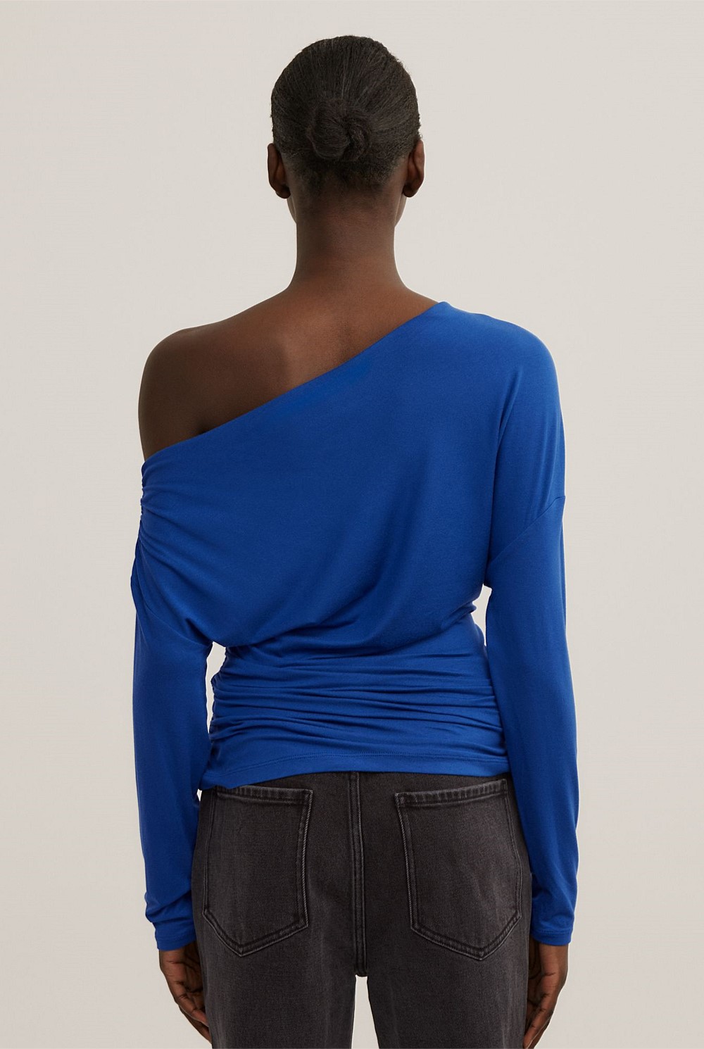 Asymmetric Draped Long Sleeve Top