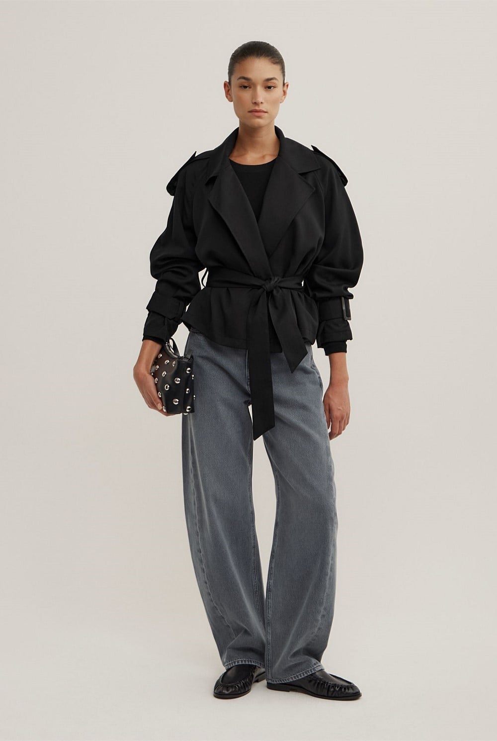 Fluid Cropped Trench Coat