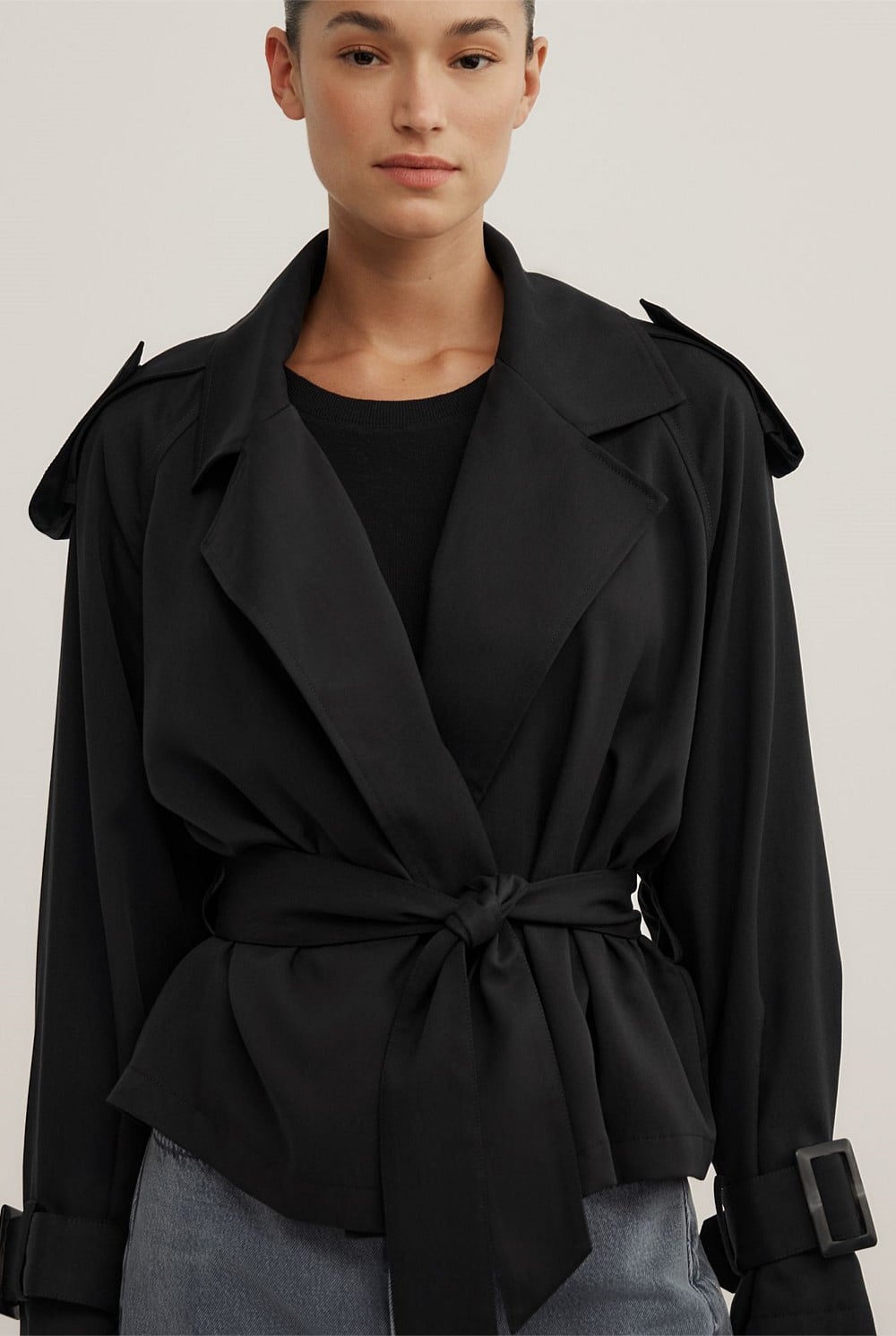 Fluid Cropped Trench Coat