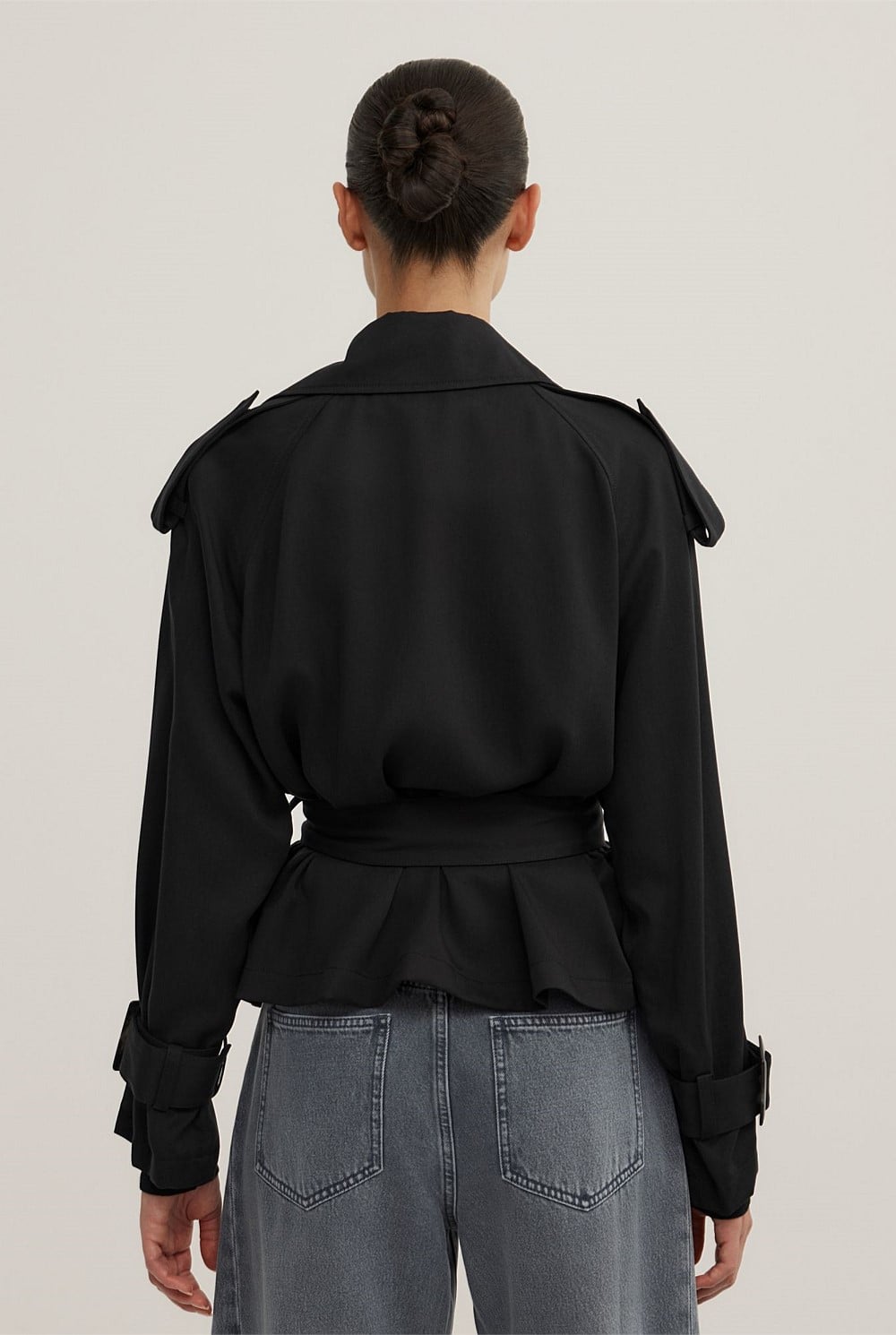 Fluid Cropped Trench Coat